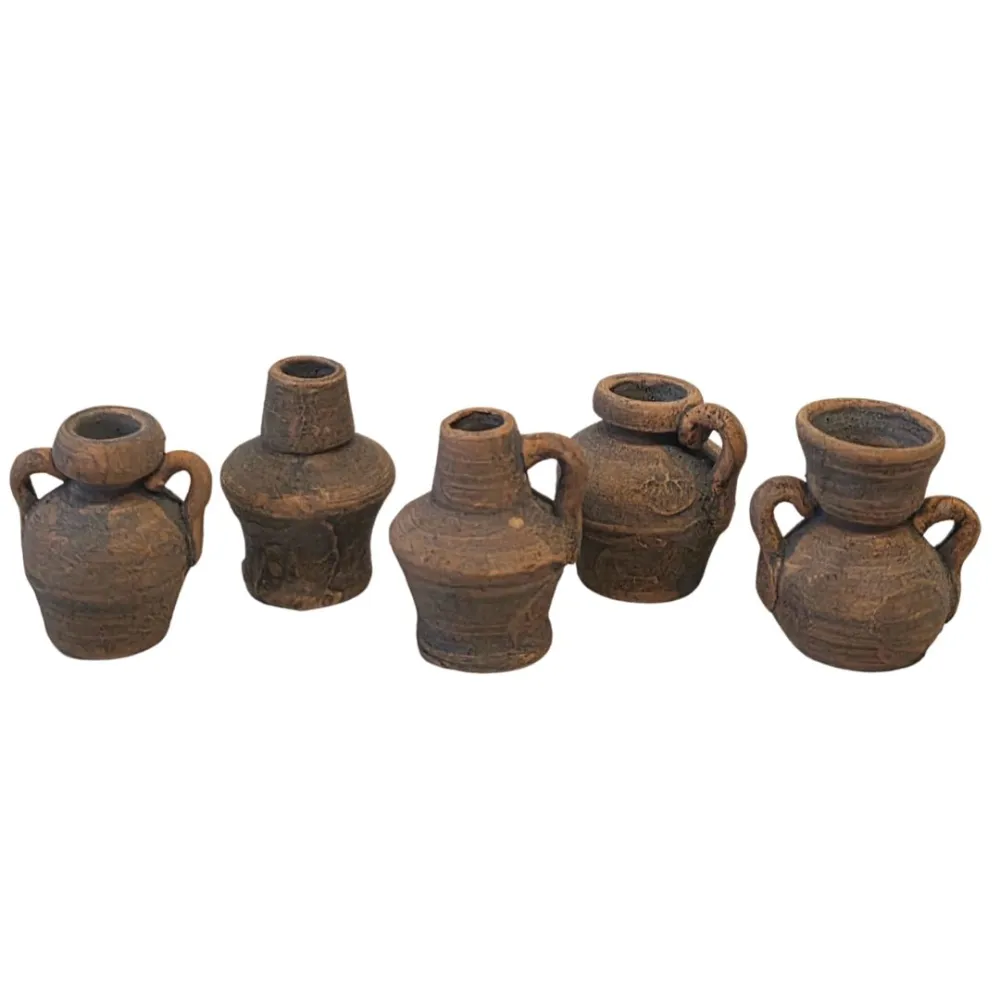 Set 5 anfore in terracotta invecchiata per statue da 8-10 cm