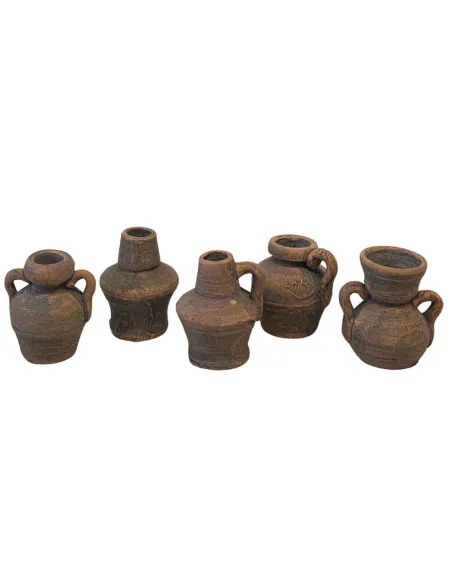 Set 5 anfore in terracotta invecchiata per statue da 8-10 cm