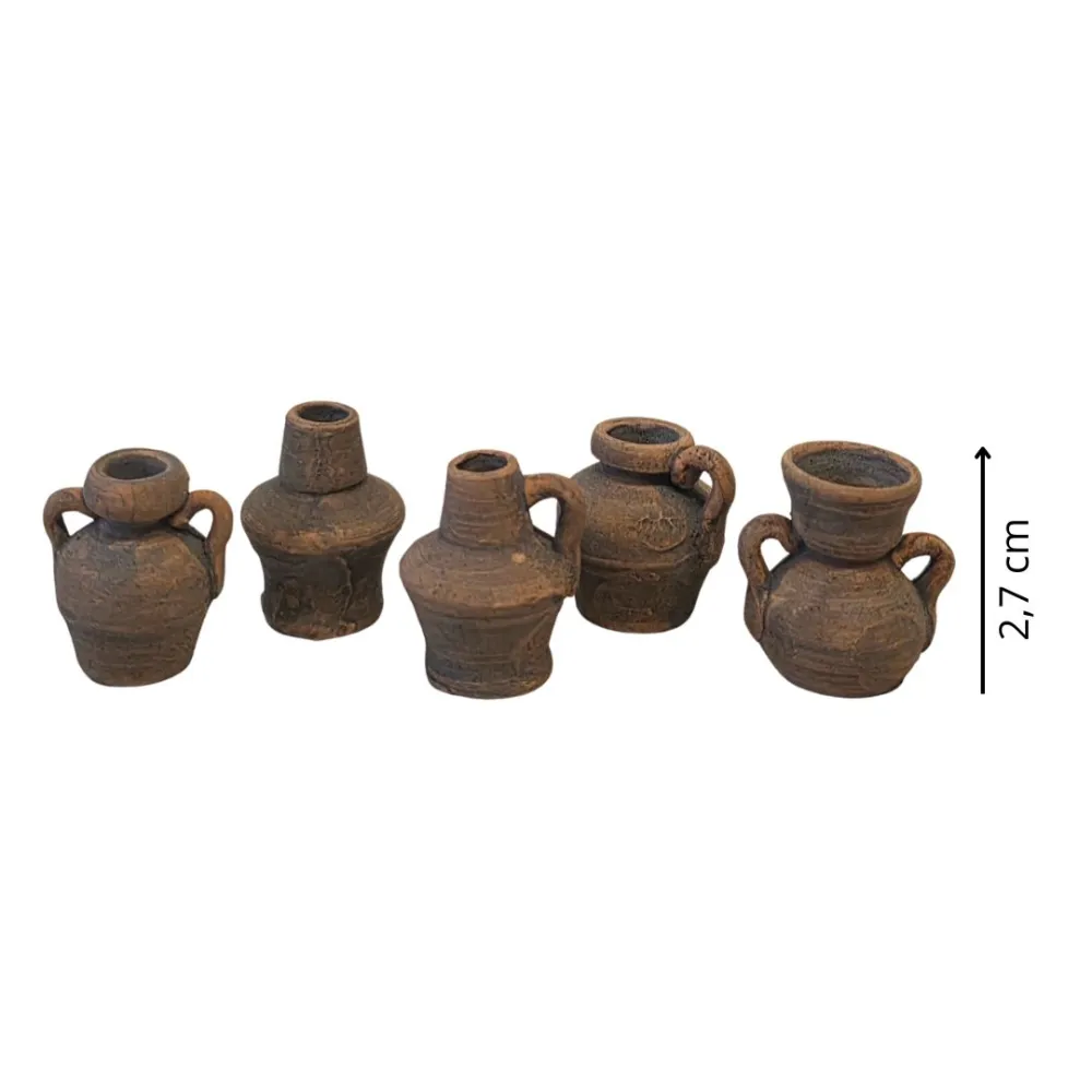 Set of 5 Aged Terracotta Amphorae, for 8–10 cm Nativity Figures
