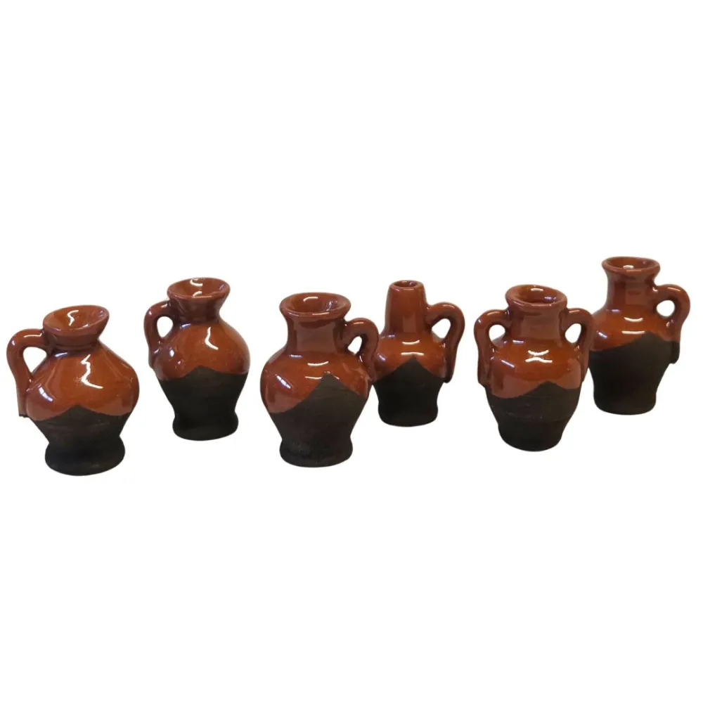 Set of 6 Glazed Terracotta Amphorae, for 10–12 cm Nativity Figures