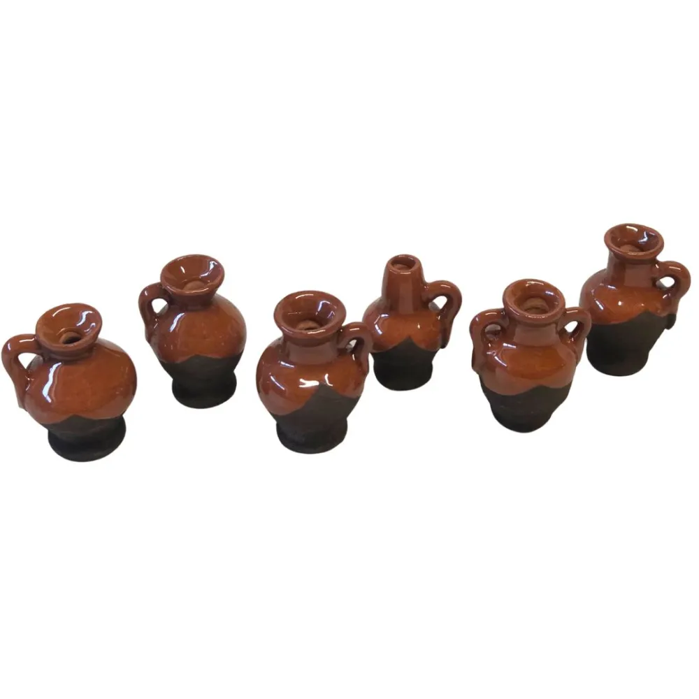 Set of 6 Glazed Terracotta Amphorae, for 10–12 cm Nativity Figures
