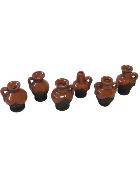 Set of 6 Glazed Terracotta Amphorae, for 10–12 cm Nativity Figures