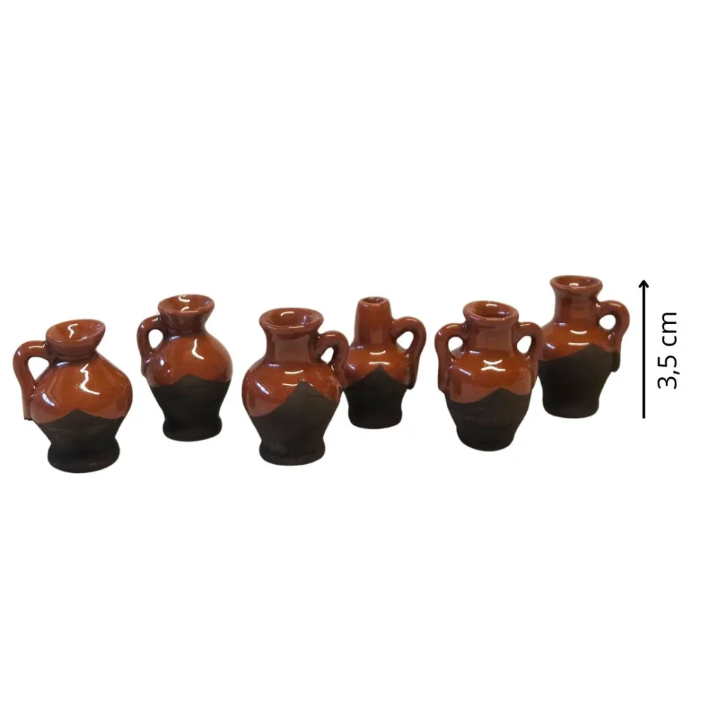 Set 6 anfore in terracotta smaltata per statue da 10-12 cm