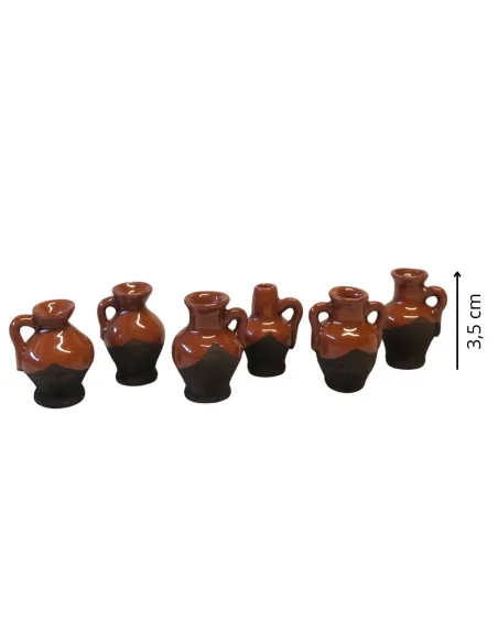 Set 6 anfore in terracotta smaltata per statue da 10-12 cm