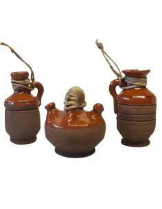 Set 3 anfore smaltate con spago per statue da 20 cm