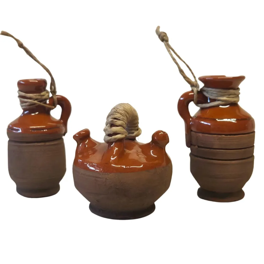 Set 3 anfore smaltate con spago per statue da 20 cm