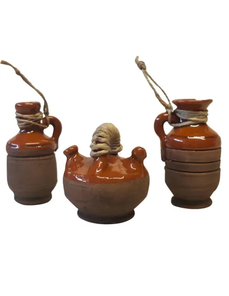 Set 3 anfore smaltate con spago per statue da 20 cm