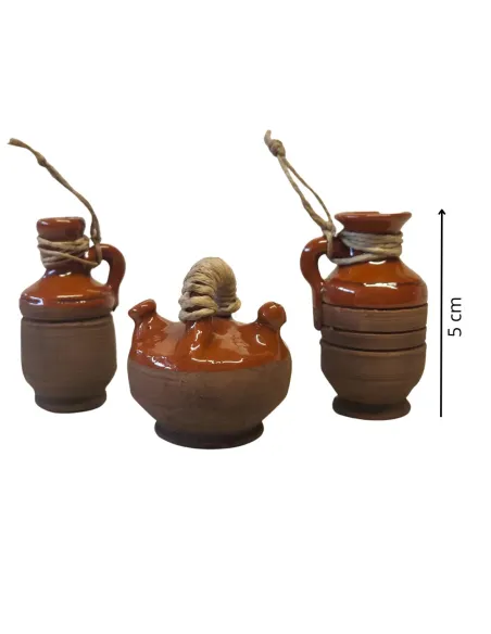 Set of 3 Glazed Terracotta Amphorae with Twine, for 20 cm Nativity Figures