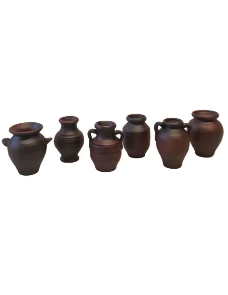 Set of 6 Dark Terracotta Amphorae, for 20 cm Nativity Figures