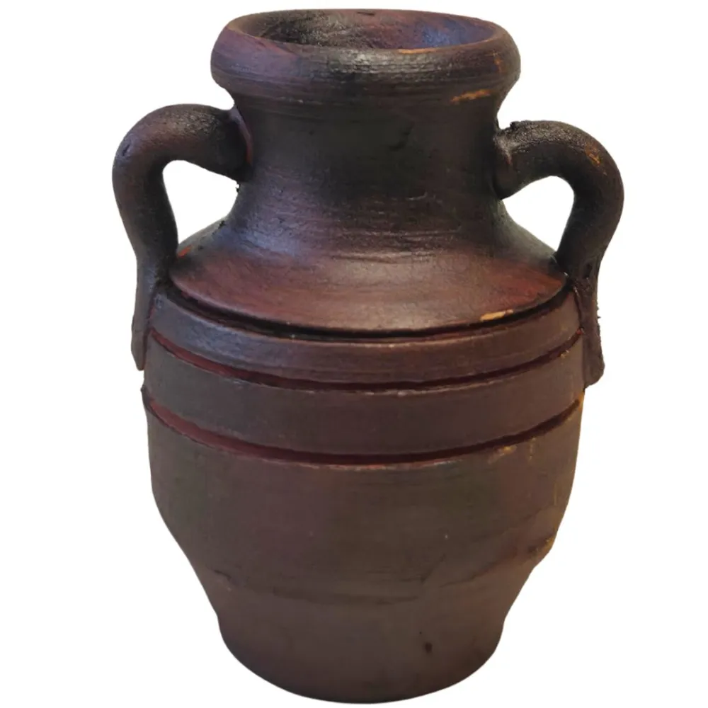 Set 6 anfore in terracotta scura per statue da 20 cm
