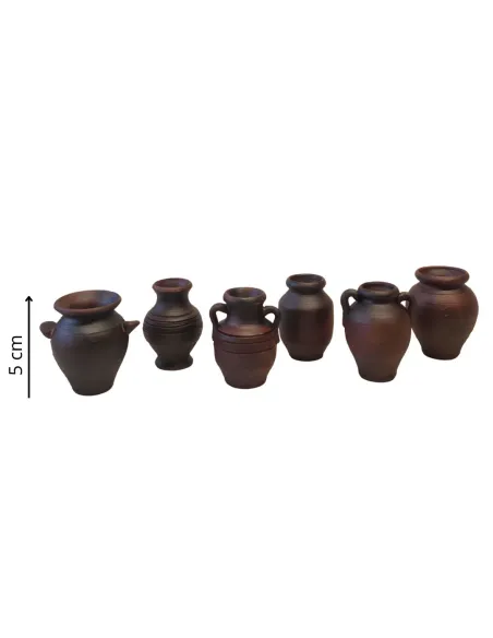 Set of 6 Dark Terracotta Amphorae, for 20 cm Nativity Figures