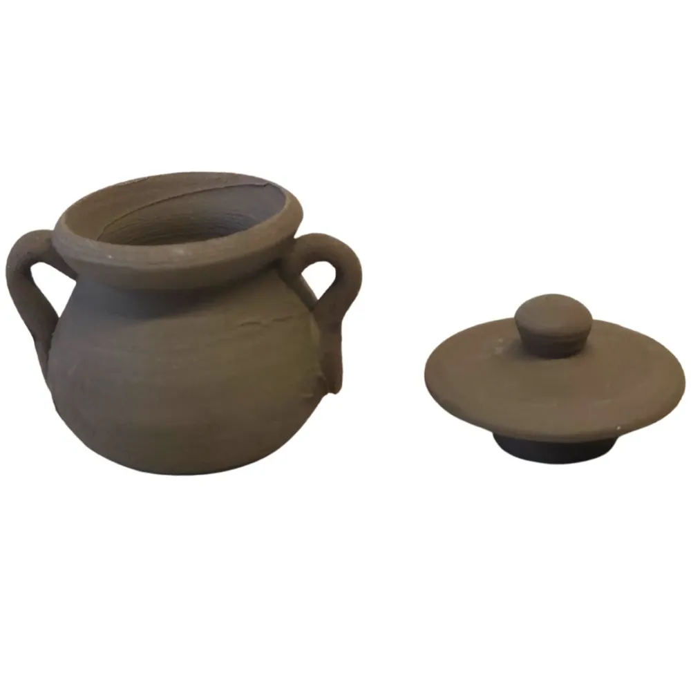 Raw Terracotta Pot with Lid for 25–30 cm Nativity Figures