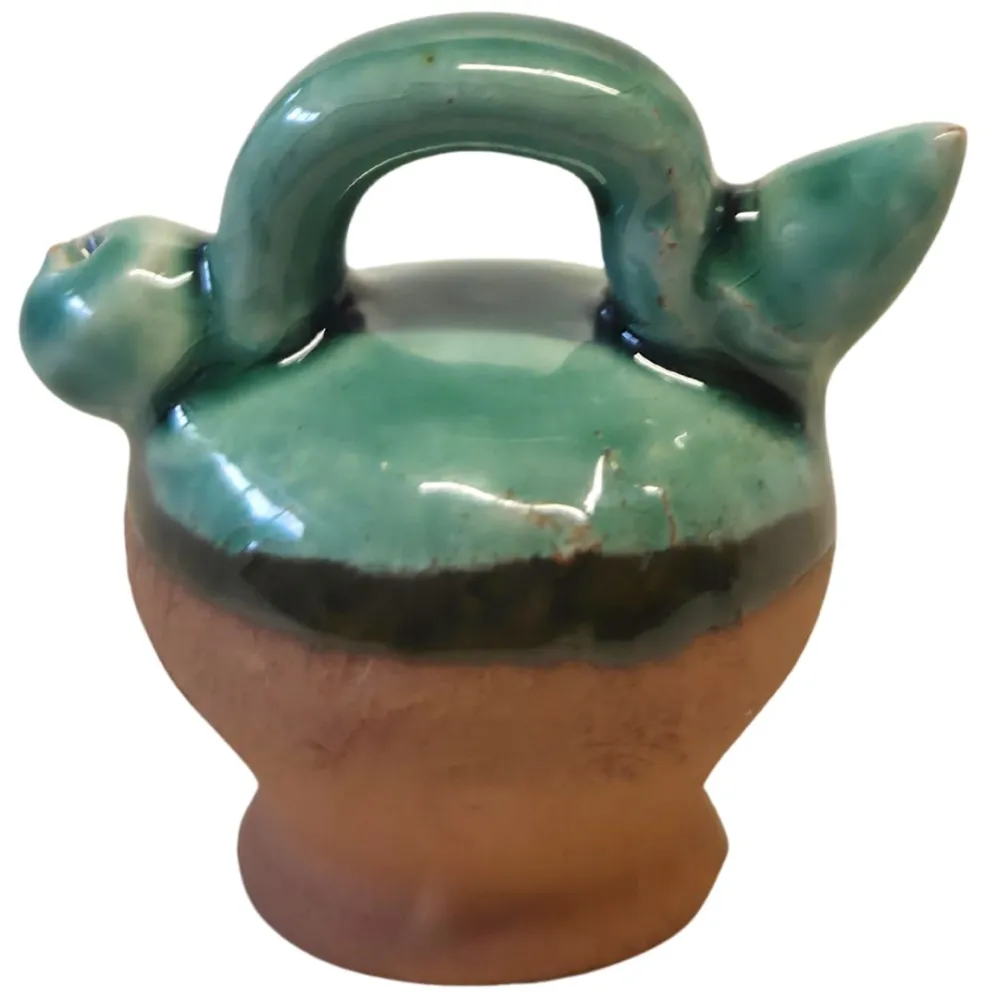 Green Glazed Terracotta Oil Jar for 12–15 cm Nativity Figures