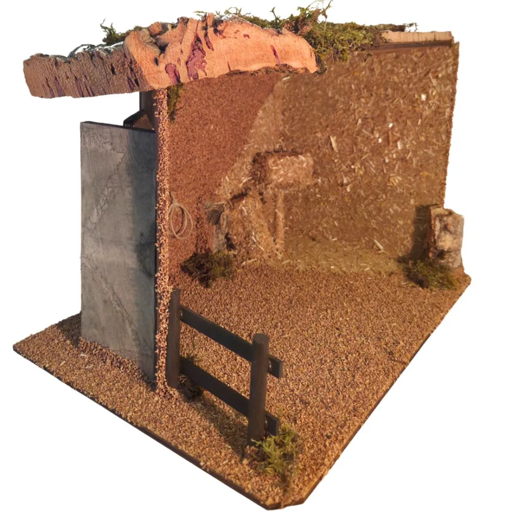 Wooden and Cork Setting for the Nativity or Stable for 15–20 cm Nativity Figures