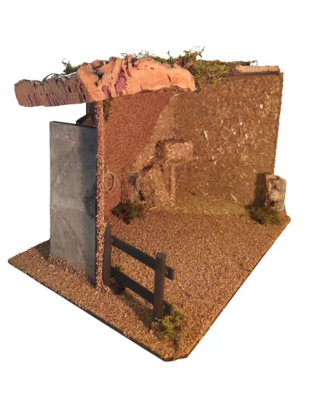 Wooden and Cork Setting for the Nativity or Stable for 15–20 cm Nativity Figures