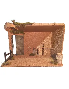 Wooden and Cork Setting for the Nativity or Stable for 15–20 cm Nativity Figures