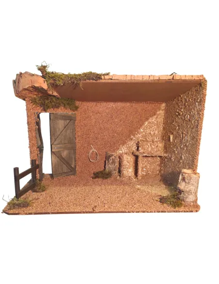 Wooden and Cork Setting for the Nativity or Stable for 15–20 cm Nativity Figures