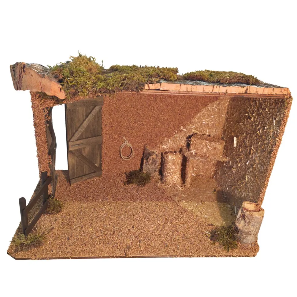 Wooden and Cork Setting for the Nativity or Stable for 15–20 cm Nativity Figures
