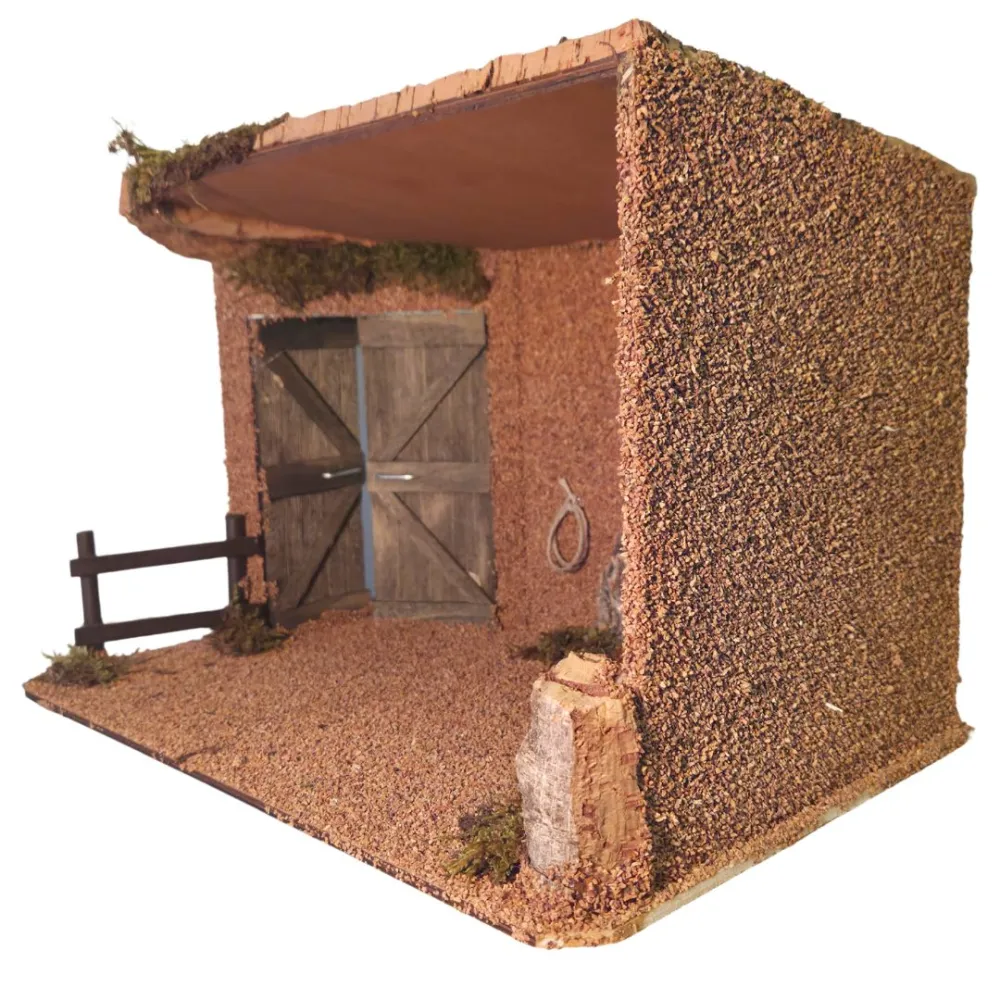 Wooden and Cork Setting for the Nativity or Stable for 15–20 cm Nativity Figures