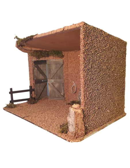 Wooden and Cork Setting for the Nativity or Stable for 15–20 cm Nativity Figures