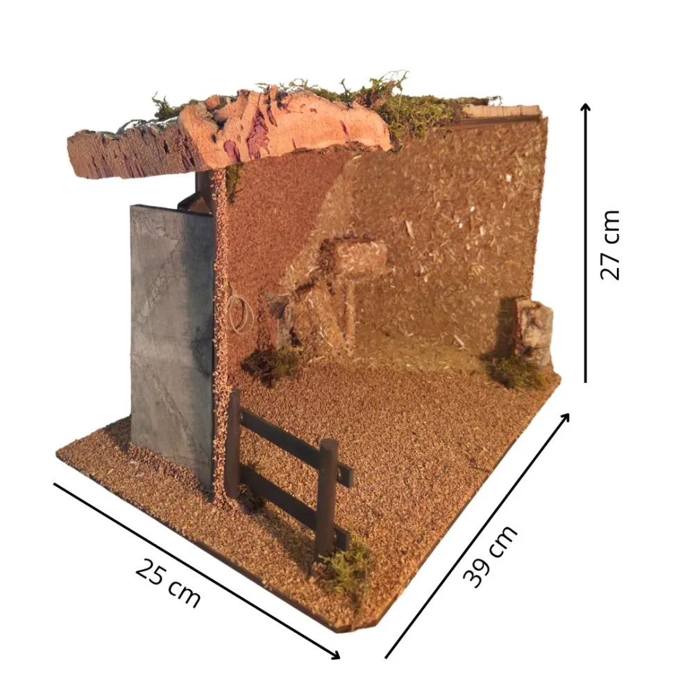 Wooden and Cork Setting for the Nativity or Stable for 15–20 cm Nativity Figures