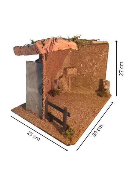 Wooden and Cork Setting for the Nativity or Stable for 15–20 cm Nativity Figures