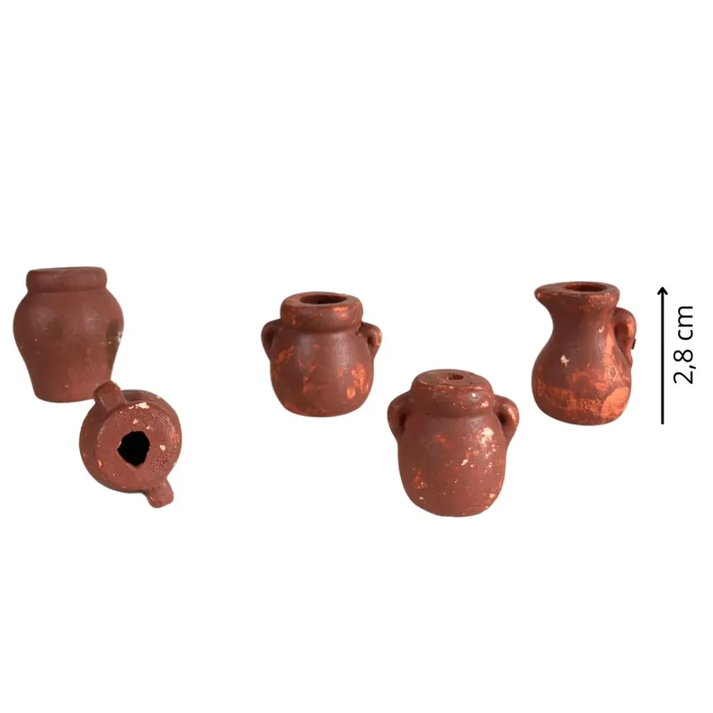 Set of 5 Terracotta Amphorae for 10–12 cm Nativity Figures