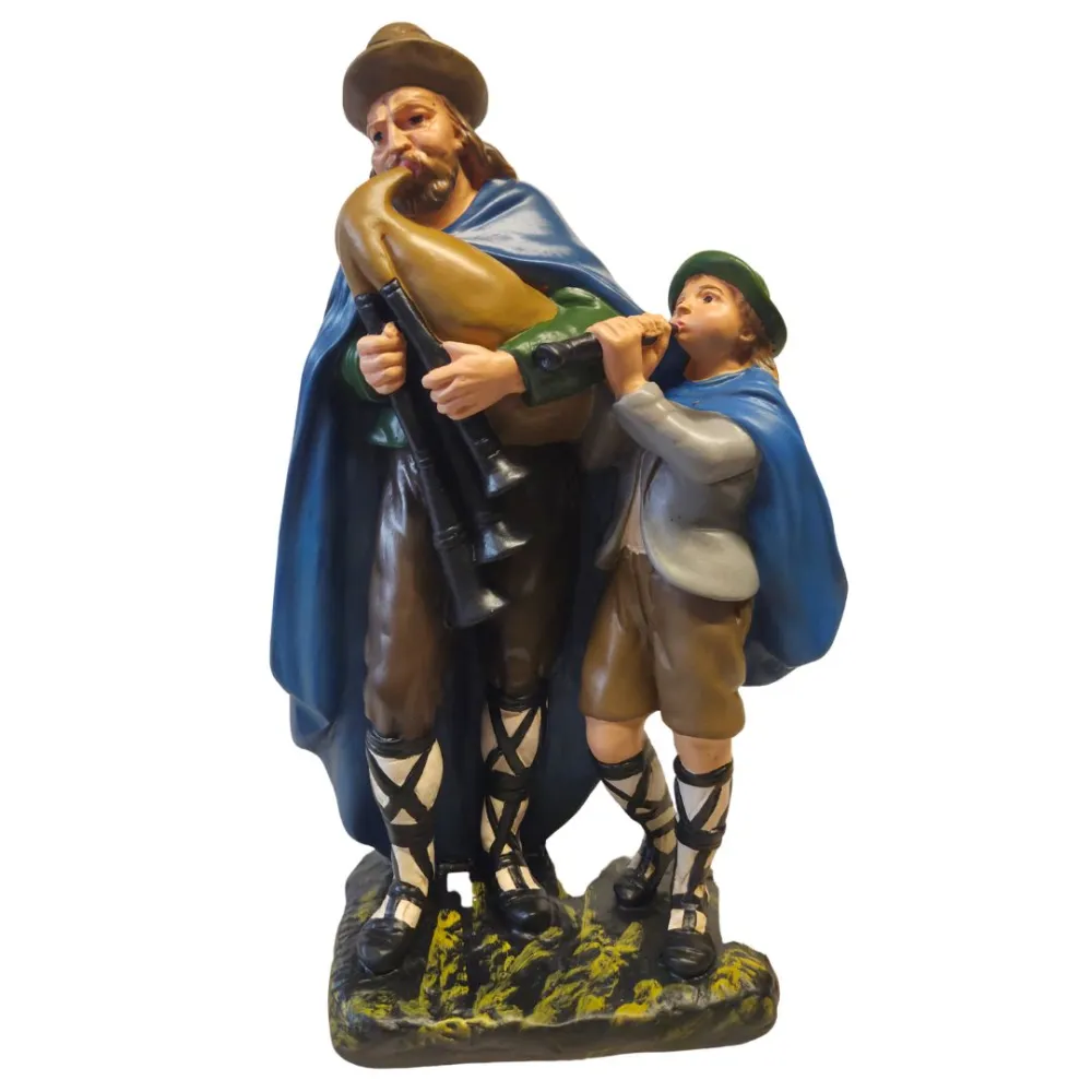 Plaster Bagpiper with Child, 40 cm Series