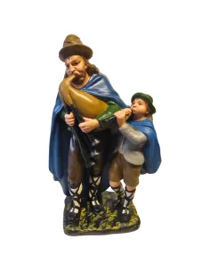 Plaster Bagpiper with Child, 40 cm Series 2
