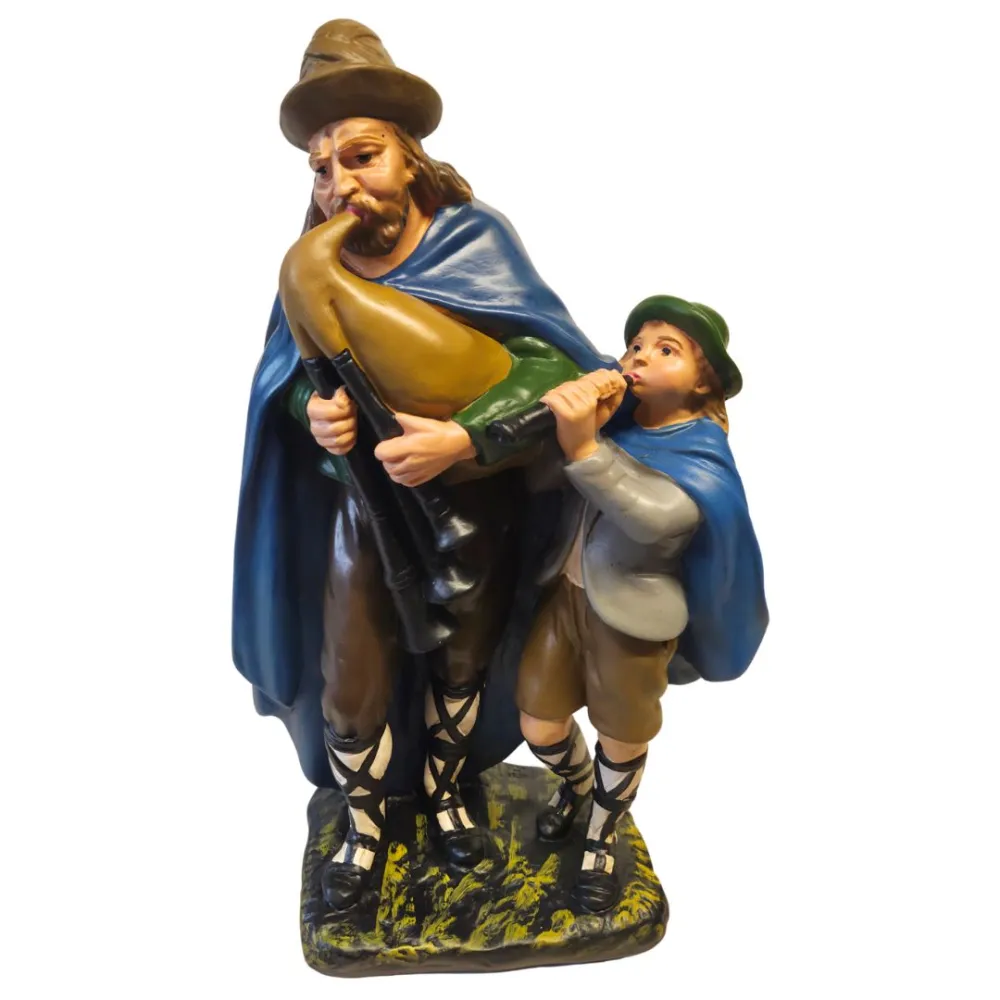 Plaster Bagpiper with Child, 40 cm Series