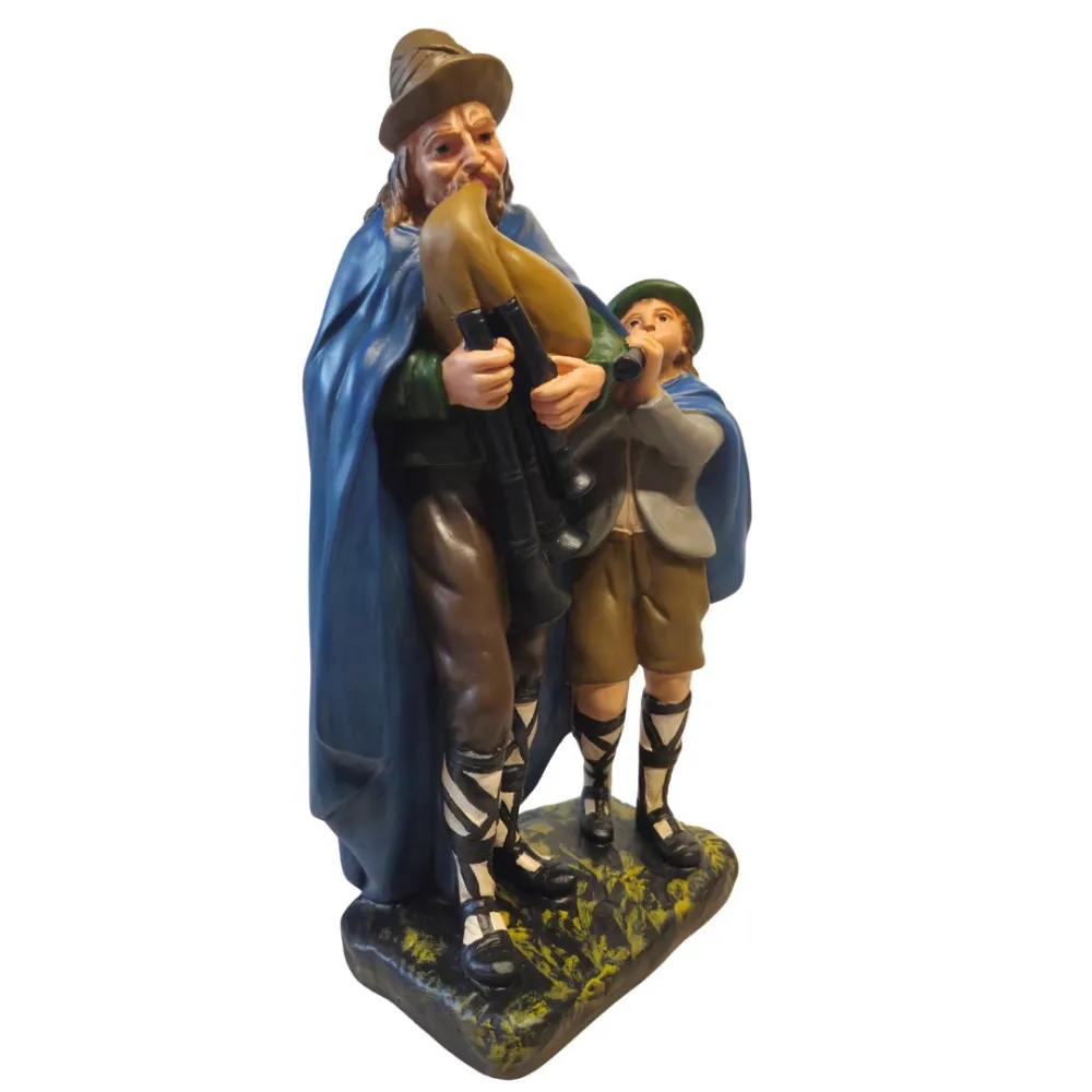 Plaster Bagpiper with Child, 40 cm Series