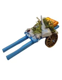 Carretto con pesce in legno per statue da 8-10 cm