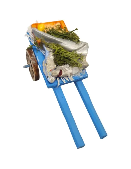 Carretto con pesce in legno per statue da 8-10 cm