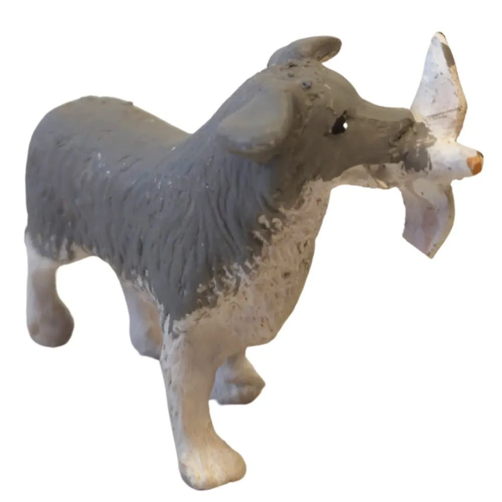 Cane da caccia con volatile in bocca in terracotta per statue da 20-25 cm