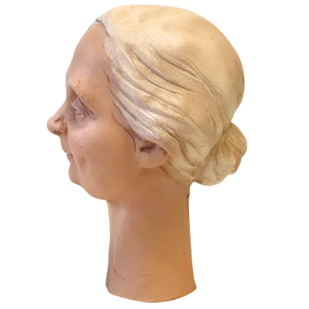 White-Haired Elderly Woman's Face, for 30 cm Nativity Figures
