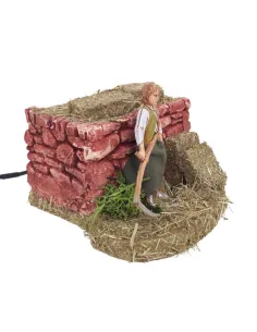 Animated 10 cm Landi Farmer Mowing Grass