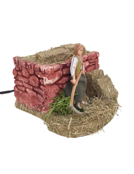 Animated 10 cm Landi Farmer Mowing Grass