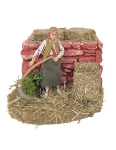 Animated 10 cm Landi Farmer Mowing Grass 2
