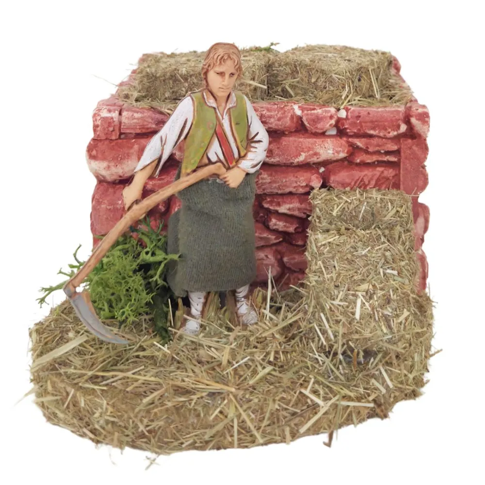 Animated 10 cm Landi Farmer Mowing Grass