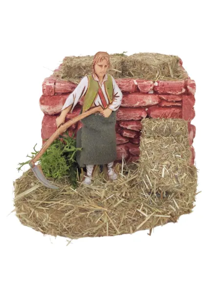 Animated 10 cm Landi Farmer Mowing Grass
