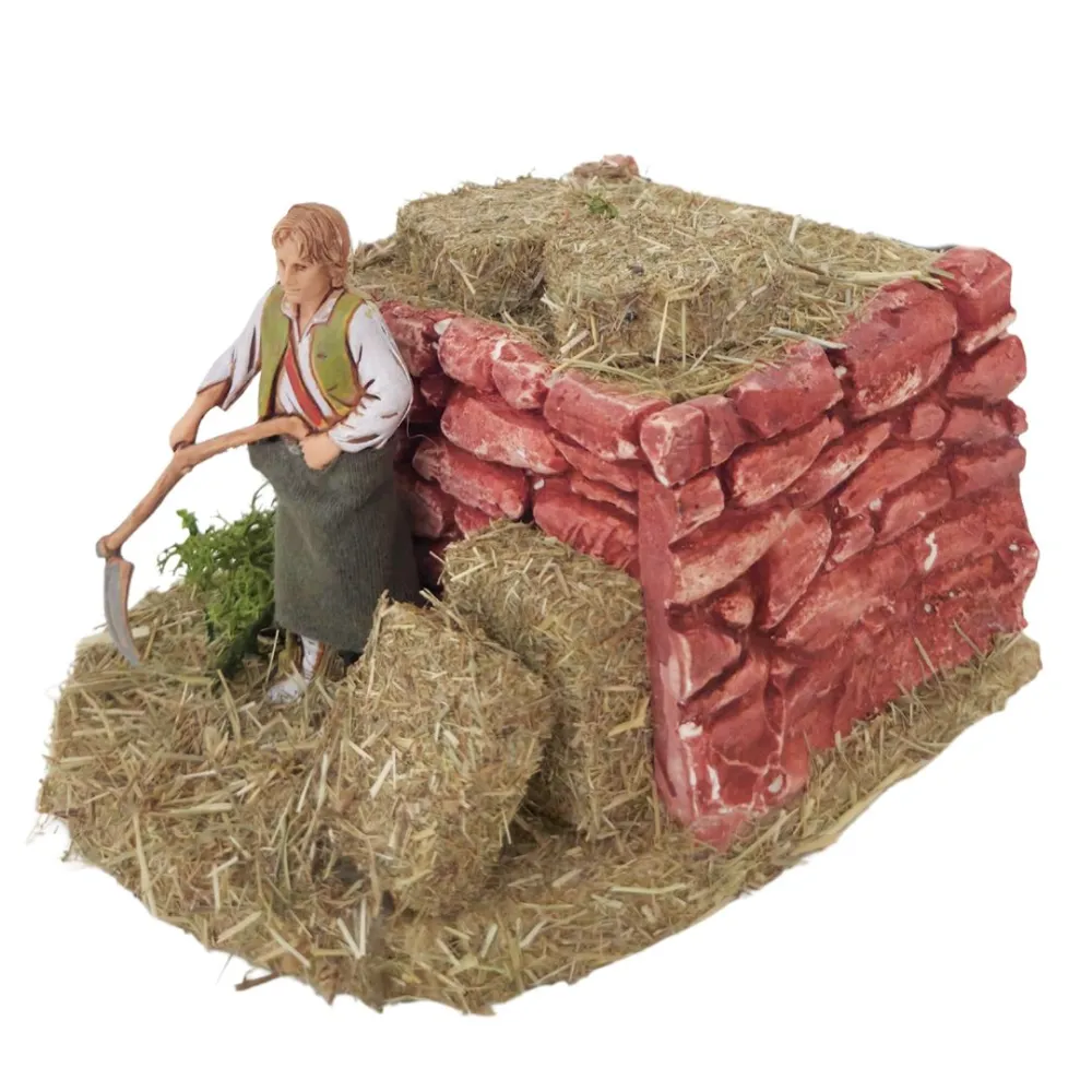 Animated 10 cm Landi Farmer Mowing Grass