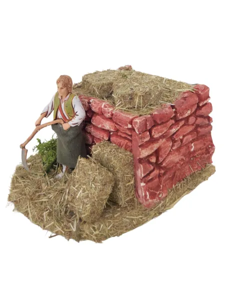 Animated 10 cm Landi Farmer Mowing Grass