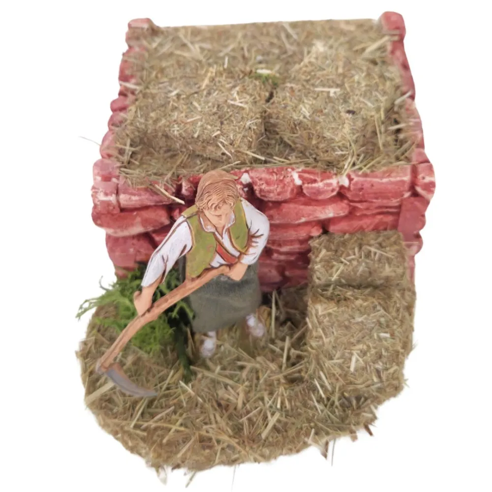 Animated 10 cm Landi Farmer Mowing Grass