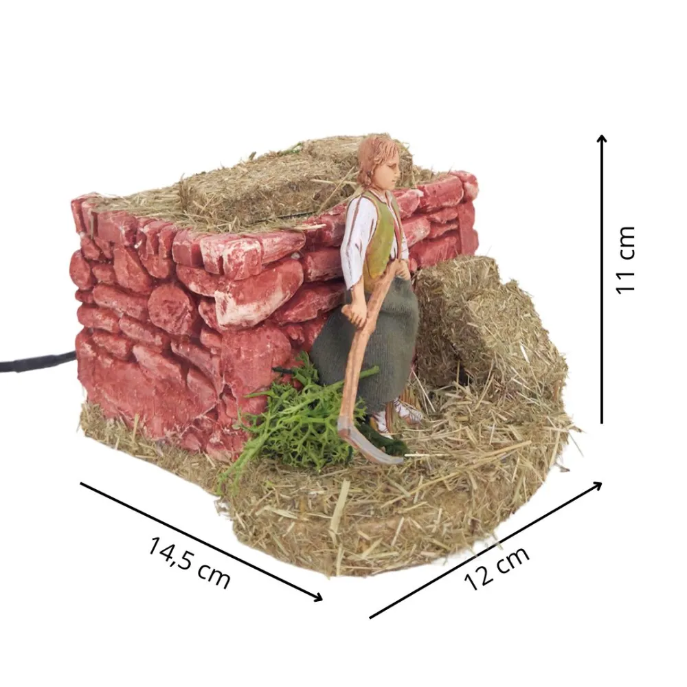 Animated 10 cm Landi Farmer Mowing Grass