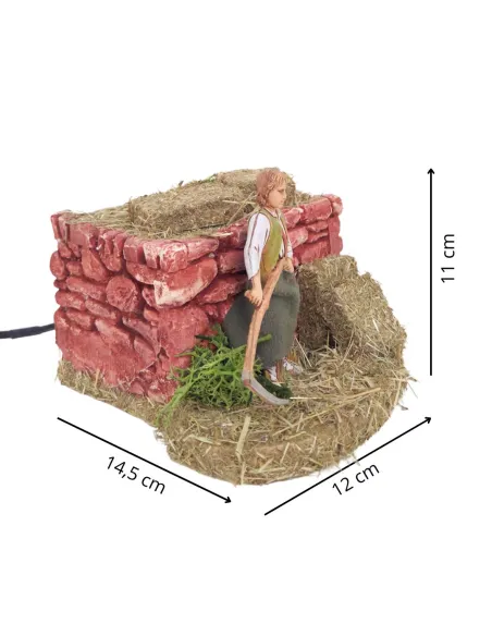 Animated 10 cm Landi Farmer Mowing Grass