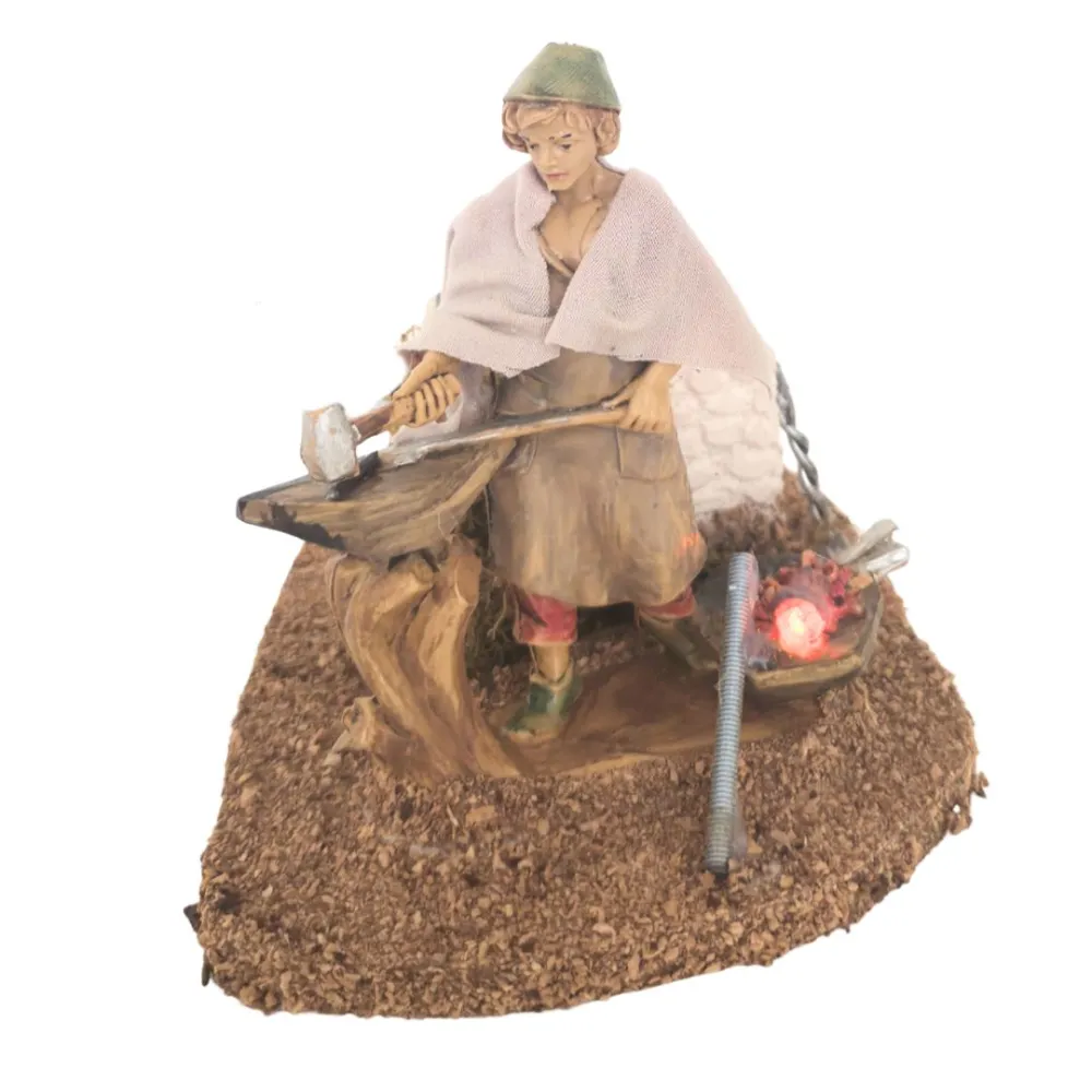Animated 10 cm PVC Blacksmith with Fire