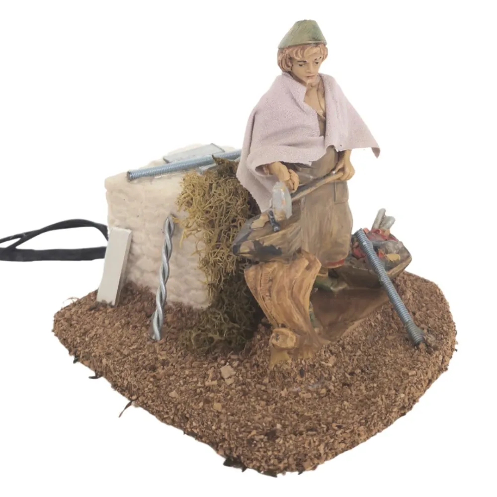Animated 10 cm PVC Blacksmith with Fire
