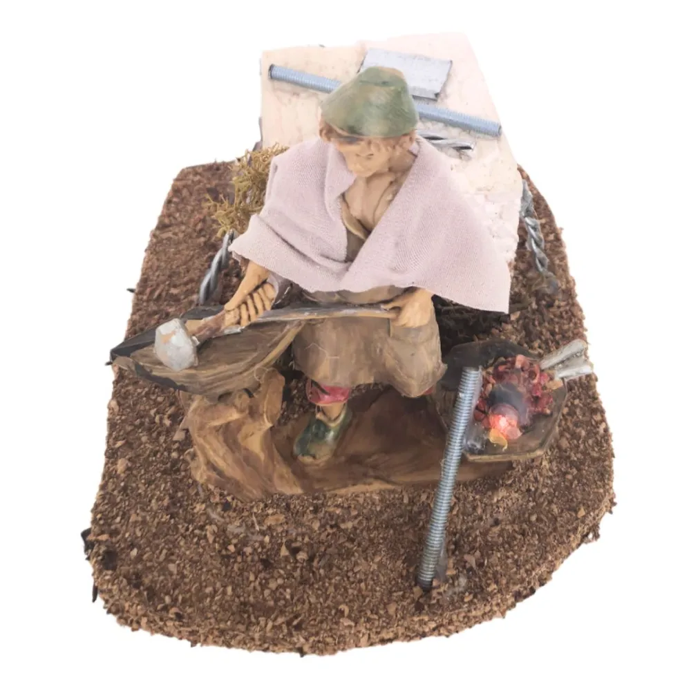 Animated 10 cm PVC Blacksmith with Fire