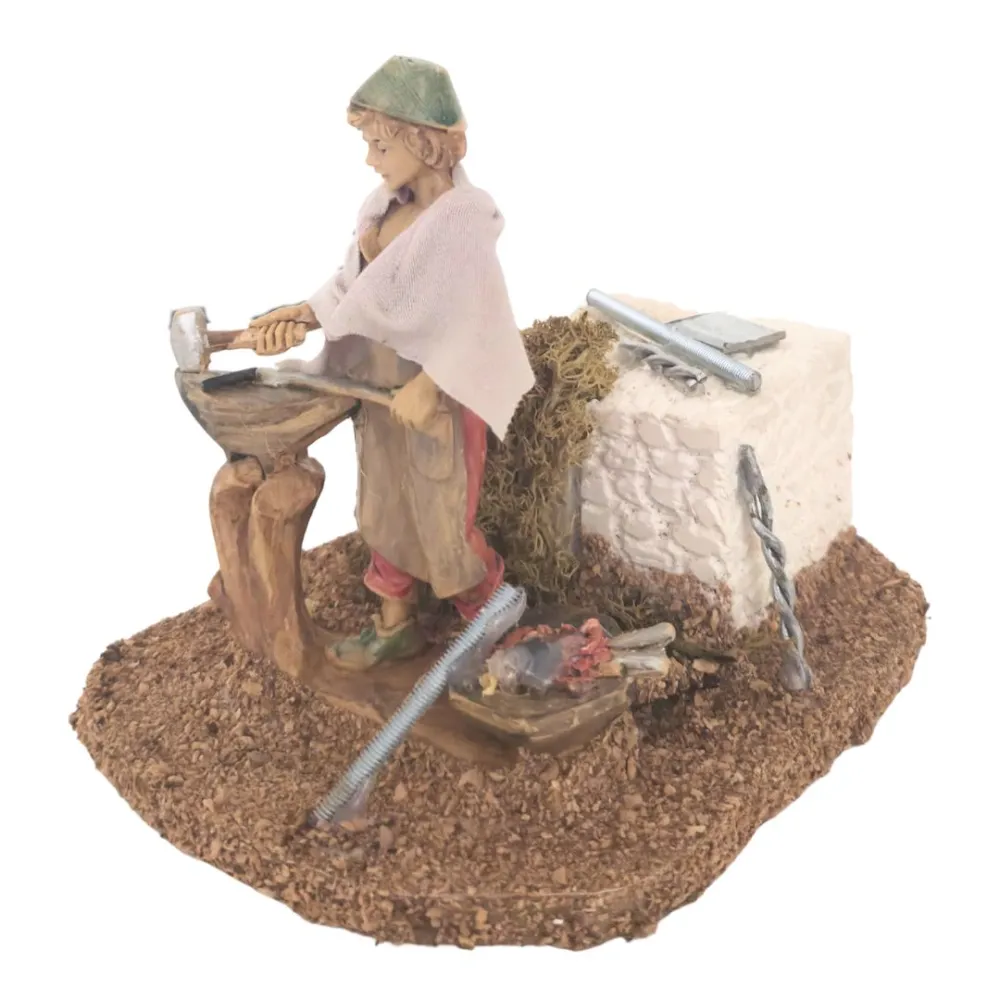 Animated 10 cm PVC Blacksmith with Fire