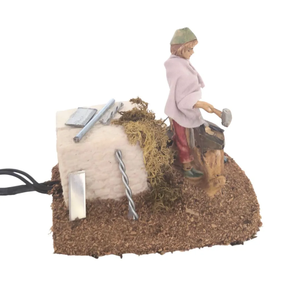 Animated 10 cm PVC Blacksmith with Fire